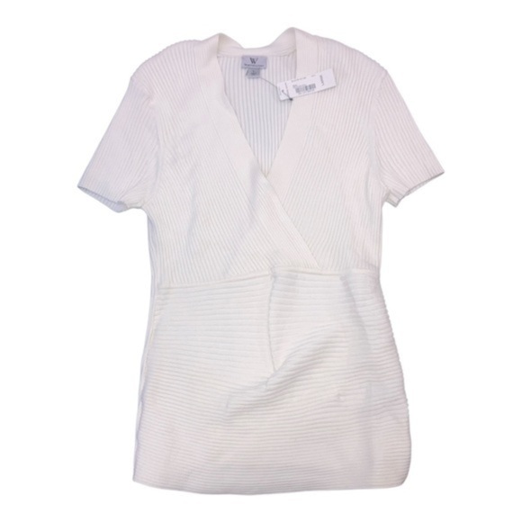 Tops - White Ribbed Knit silk top